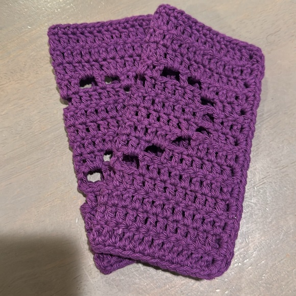 Crochet Washcloths Dishcloths with Hearts Handmade by Seller - 100% Cotton - Picture 7 of 8